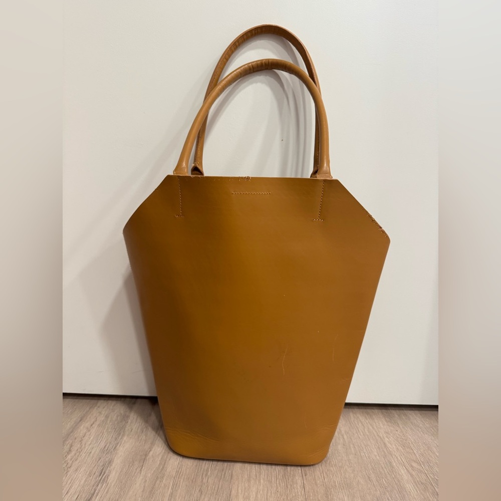 Minor History Leather Tote Bag in Cognac Brown
